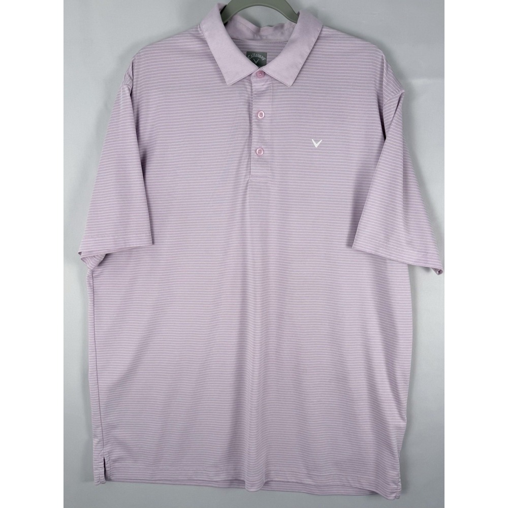 Callaway Men's XL Lilac Stripe Opti-Dri Golf Polo Shirt Performance Short Sleeve